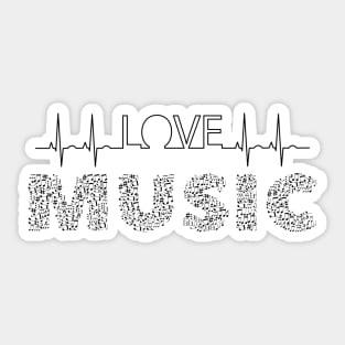 Love Music Musical Notes Heartbeat Sticker